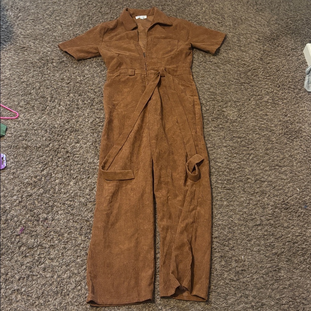 She + Sky Chocolate Corduroy Jumpsuit